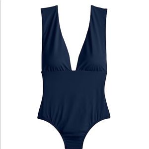 J. Crew Plunge V Neck one piece Swimsuit Navy Size 2 NWT